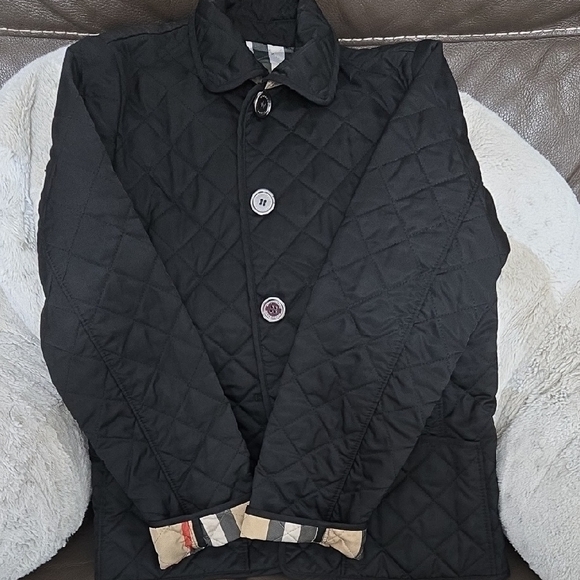 Kids Burberry Black Quilted Jacket